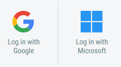 Image displaying Google and Microsoft authentication icons on log in page.
